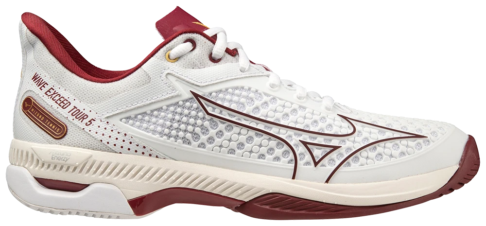 Mizuno Wave Exceed Tour 5 AC Women Padel Shoes (White/Cabernet/Papyrus)