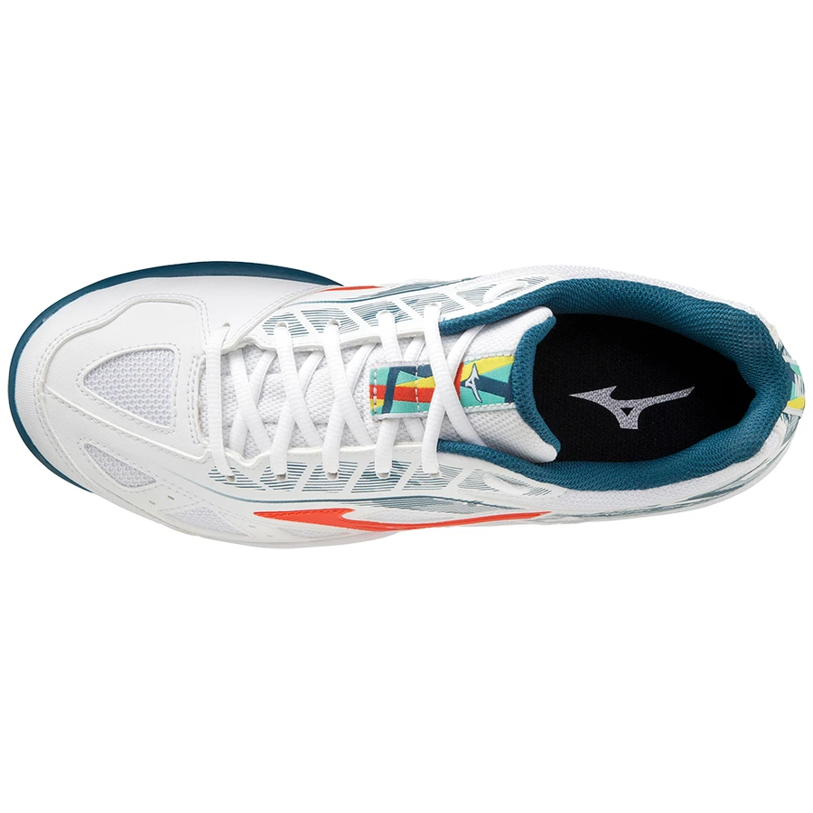 Mizuno Breakshot 3 CC Padel Shoes (Unisex, White/Red/Turquoise) - Image 3