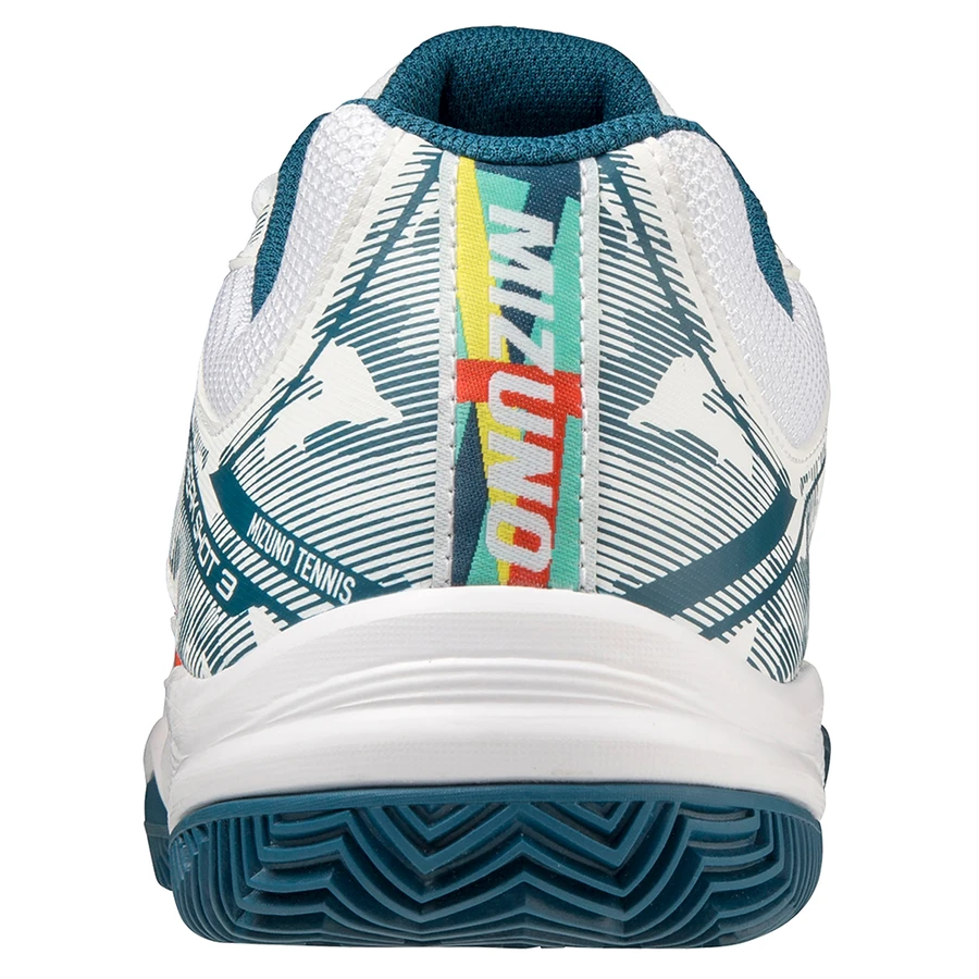 Mizuno Breakshot 3 CC Padel Shoes (Unisex, White/Red/Turquoise) - Image 2